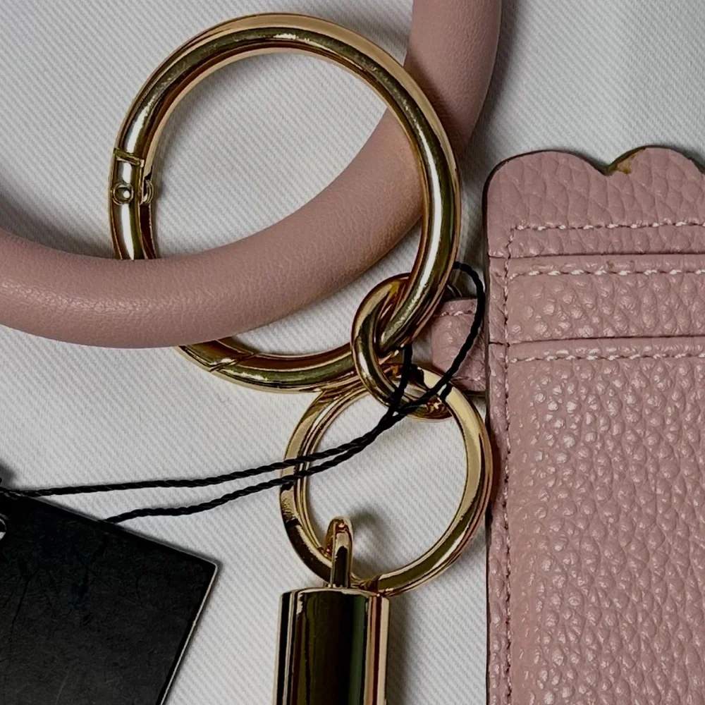 Nanette Lepore Card Holder Keychain w/ Removable Bracelet Blush Pink NWT